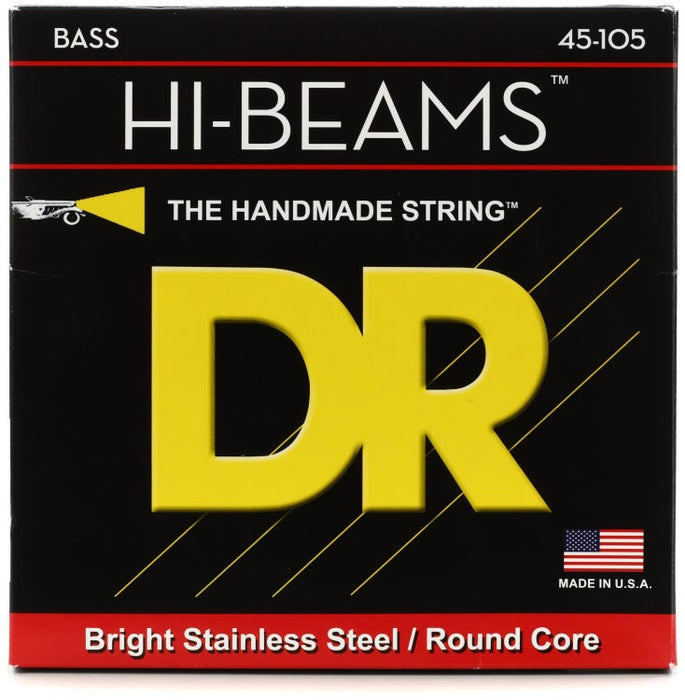 DR Strings MR-45 Hi-Beam Stainless Steel Bass Guitar Strings - Medium .045-.105
