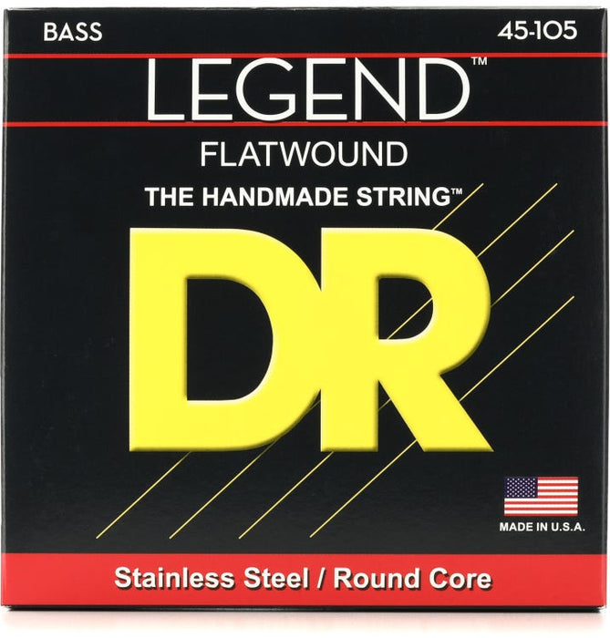 DR Strings Legend Polished Flatwound Stainless Steel Bass Strings - Medium Gauge .045-.105