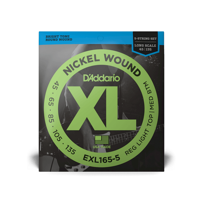 D’addario Long Scale 5 String Bass Strings Nickel 2 Pack