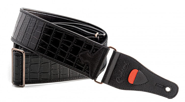 Right On STEADY TALISMAN ALLIGATOR BLACK Guitar Strap