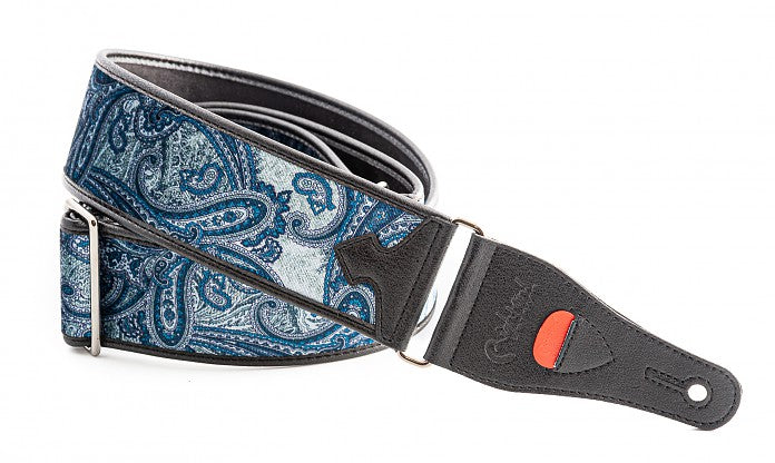 Right On STEADY TALISMAN T PAISLEY VELVET BLUE Guitar Strap
