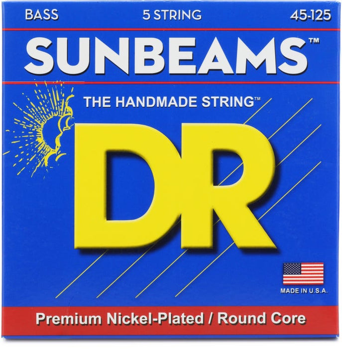 DR Strings NMR5-45 Sunbeams Nickel-plated 5-String Bass Guitar Strings - Medium Gauge .045-.125
