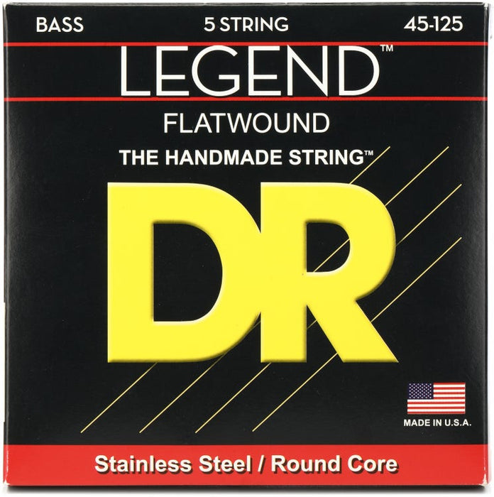 DR Strings Legend Polished Flatwound Stainless Steel 5-String Bass Strings - Medium Gauge .045-.125