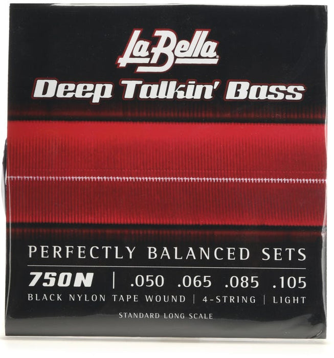 La Bella 750N Deep Talkin' Bass Black Nylon Tapewound Bass Guitar Strings - .050-.105, Light