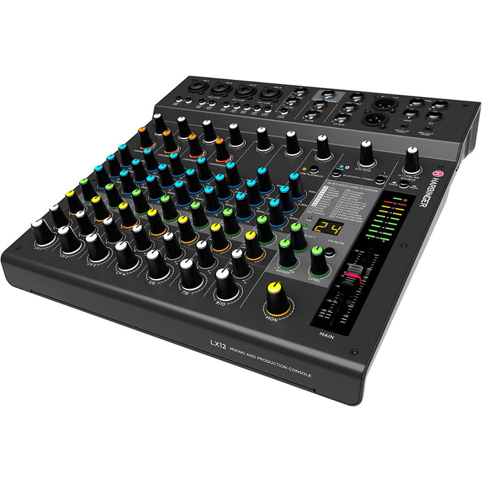 Harbinger LX12 12-Channel Analog Mixer With Bluetooth, FX and USB Audi