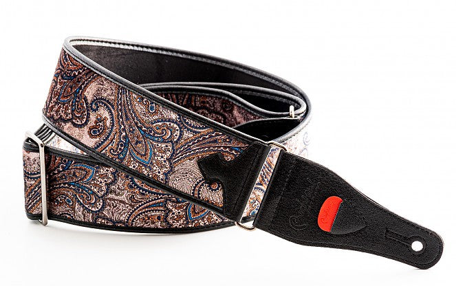 Right On STEADY TALISMAN T PAISLEY VELVET BROWN Guitar Strap