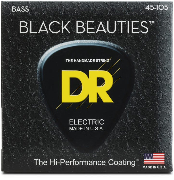 DR Strings BKB-45 Black Beauties Coated Steel Bass Guitar Strings - Medium Gauge .045-.105