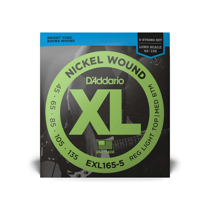 D'addario Long Scale 5 String Bass Strings Nickel 2 Pack