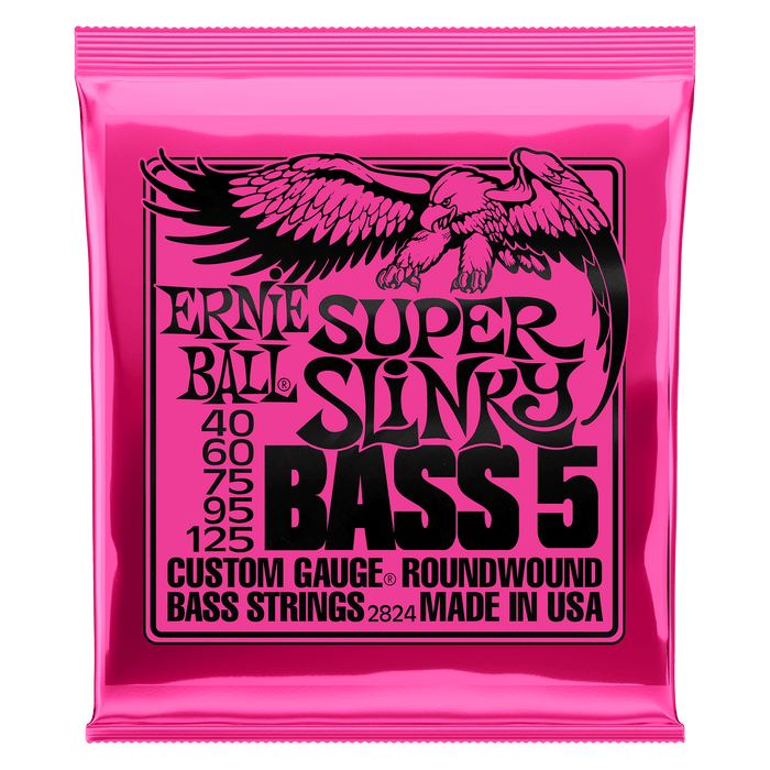 Super Slinky 5-String Nickel Wound Electric Bass Strings – 40-125 Gauge 2 Pack